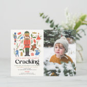 Nutcracker Cracker Holiday Kindergeburtstag Foto Einladung (Stehend Vorderseite)