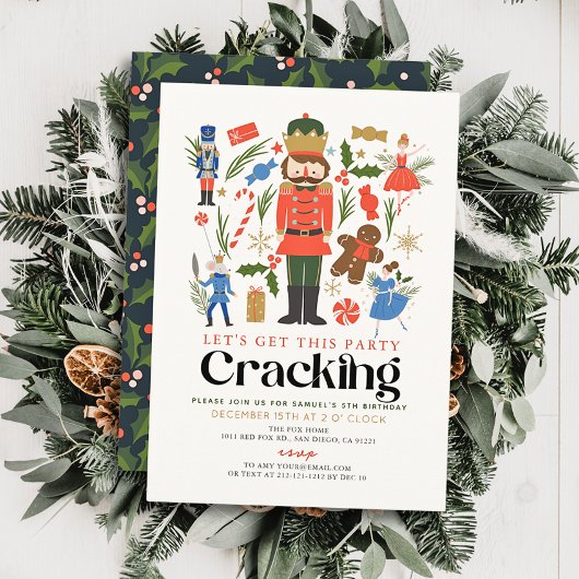Nutcracker Cracker Weihnachts-Kindergeburtstag Einladung