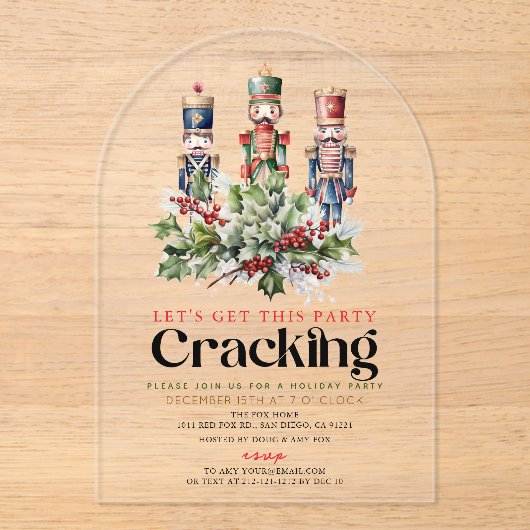 Nutcracker Cracker Weihnachtsfeier Acryleinladungen (Vorderseite)