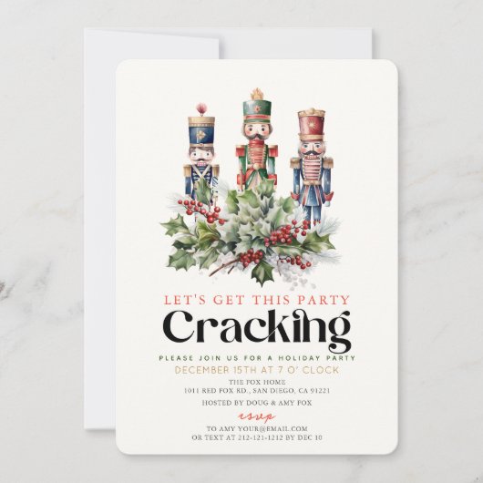 Nutcracker Cracking Christmas Holiday Party Einladung (Vorderseite)