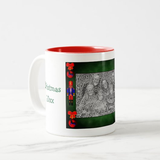Nutcracker Design Christmas Foto Zweifarbige Tasse (Vorderseite Links)