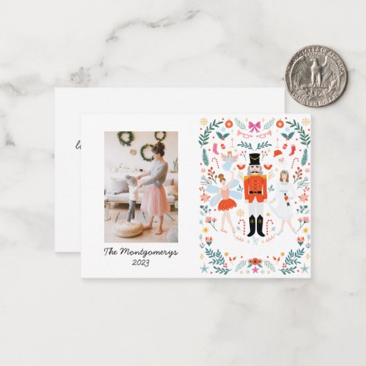 Nutcracker Design Foto Weihnachtskarte Mitteilungskarte (Vorderseite/Rückseite Beispiel)