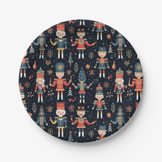 Nutcracker Elegance Festive Pattern Collection Pappteller (Vorderseite)