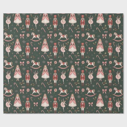 Nutcracker Elegant Ballet Christmas Geschenkpapier (Flach)