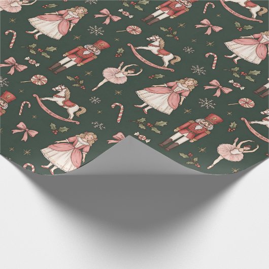 Nutcracker  Elegant Ballet Christmas Geschenkpapier (Ecke)