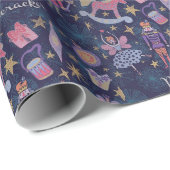 Nutcracker & Fairies Blue Wrapping Paper Geschenkpapier (Rolleneckpunkt)