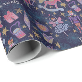 Nutcracker & Fairies Blue Wrapping Paper Geschenkpapier