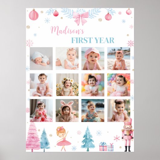 Nutcracker Fairy Birthday Foto Milestone Poster (Vorne)