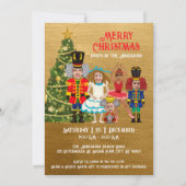 Nutcracker-Familie aus fünf goldenen Weihnachtsbäu Einladung (Vorderseite)