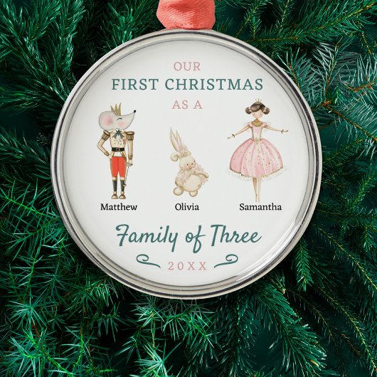 Nutcracker-Familie von drei ersten Weihnachten Ornament Aus Metall