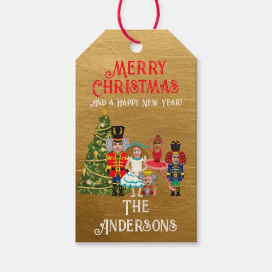 Nutcracker-Familie von fünf lustigen frohen Weihna Geschenkanhänger (Vorderseite)