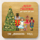 Nutcracker-Familie von fünf lustigen frohen Weihna Getränkeuntersetzer (Vorderseite)