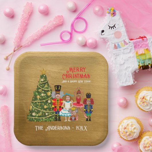 Nutcracker-Familie von fünf lustigen frohen Weihna Pappteller (Party)