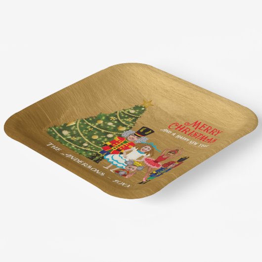 Nutcracker-Familie von fünf lustigen frohen Weihna Pappteller (Gewinkelt)