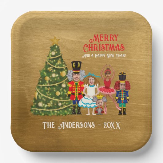 Nutcracker-Familie von fünf lustigen frohen Weihna Pappteller (Vorderseite)