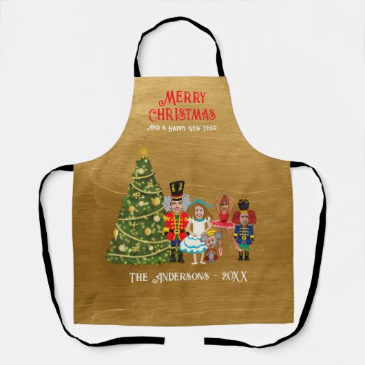 Nutcracker-Familie von fünf lustigen frohen Weihna Schürze (Vorderseite)