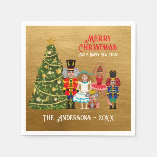 Nutcracker-Familie von fünf lustigen frohen Weihna Serviette (Vorderseite)