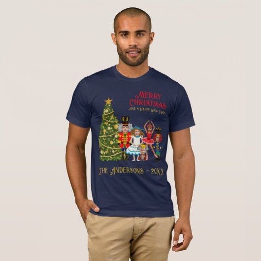 Nutcracker-Familie von fünf lustigen frohen Weihna T-Shirt (Vorne ganz)