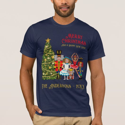 Nutcracker-Familie von fünf lustigen frohen Weihna T-Shirt (Vorderseite)