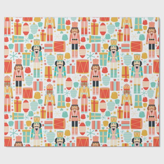 Nutcracker farbenfrohe moderne Weihnachtsmuster Geschenkpapier (Flach)