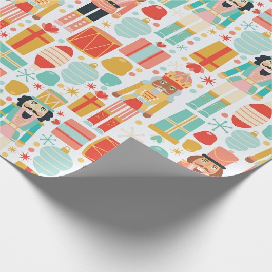 Nutcracker farbenfrohe moderne Weihnachtsmuster Geschenkpapier (Ecke)