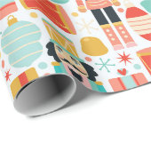 Nutcracker farbenfrohe moderne Weihnachtsmuster Geschenkpapier (Rolleneckpunkt)