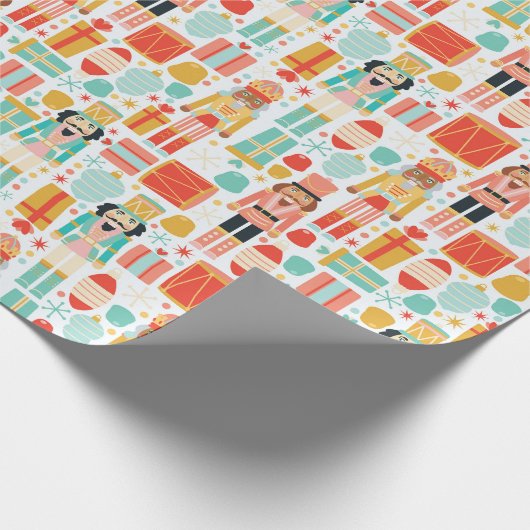 Nutcracker farbenfrohe moderne Weihnachtsmuster Geschenkpapier (Ecke)