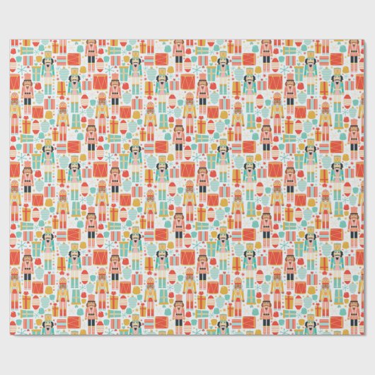 Nutcracker farbenfrohe moderne Weihnachtsmuster Geschenkpapier (Flach)