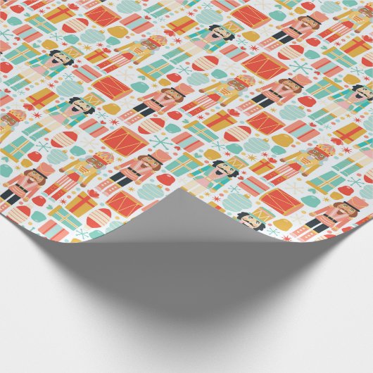 Nutcracker farbenfrohe moderne Weihnachtsmuster Geschenkpapier (Ecke)