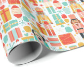 Nutcracker farbenfrohe moderne Weihnachtsmuster Geschenkpapier (Rolleneckpunkt)