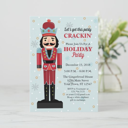 Nutcracker-Feiertagsparty Einladung (Stehend Vorderseite)