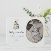 Nutcracker Feliz Navidad Foto Grußkarte Einladung (Stehend Vorderseite)