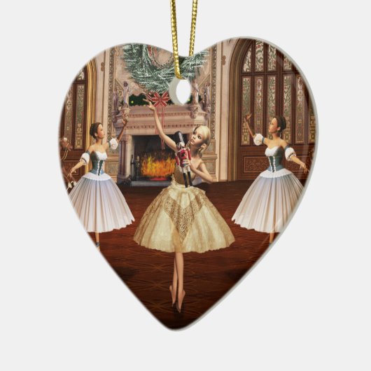 Nutcracker - Feliz Navidad Spanish Heart Ornament (Links)