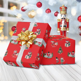 Nutcracker Festivals Red Green Weihnachtsfeiertag Geschenkpapier