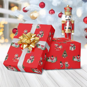 Nutcracker Festivals Red Green Weihnachtsfeiertag Geschenkpapier