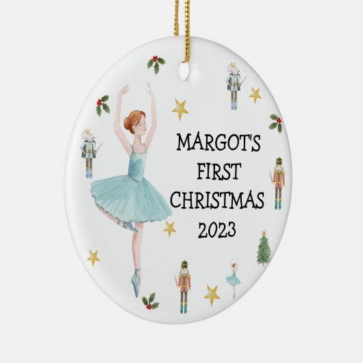 Nutcracker First Christmas Bauble Keramik Ornament (Rechts)