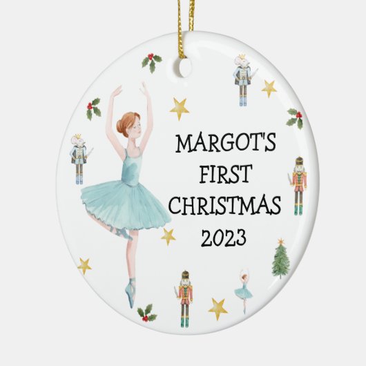 Nutcracker First Christmas Bauble Keramik Ornament (Links)