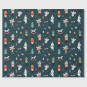 Nutcracker Folk Art Christmas Geschenkpapier (Flach)