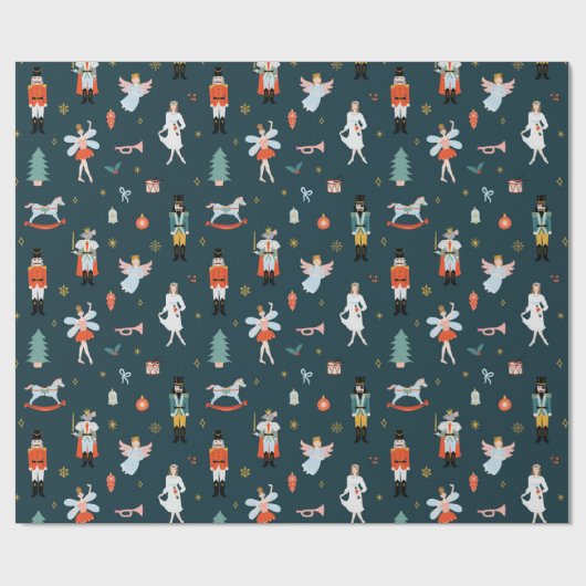 Nutcracker Folk Art Christmas Geschenkpapier (Flach)