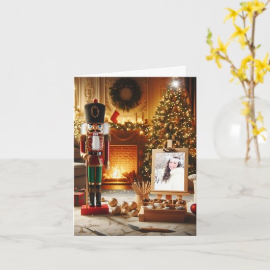 Nutcracker Foto Weihnachtskarte Karte (Gelbe Blume)
