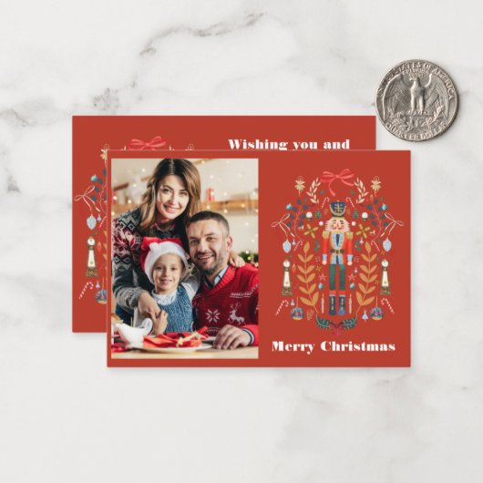 Nutcracker Foto Weihnachtskarte Mitteilungskarte (Vorderseite/Rückseite Beispiel)