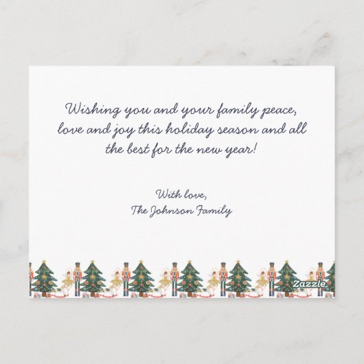 Nutcracker Foto Weihnachtskarte Postkarte (Rückseite)