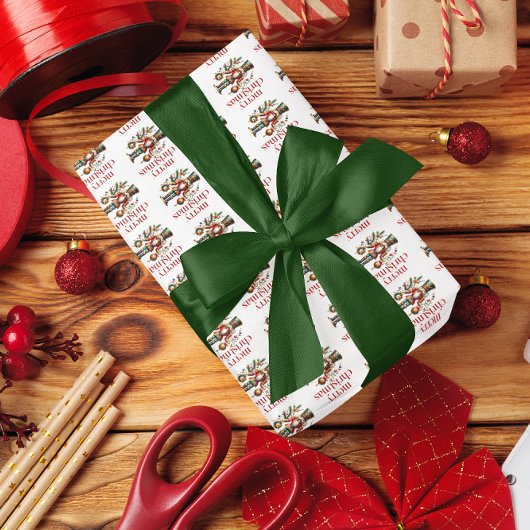 Nutcracker Frohe Weihnachten Red Retro Typografie Geschenkpapier