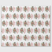 Nutcracker Frohe Weihnachten Red Retro Typografie Geschenkpapier (Flach)