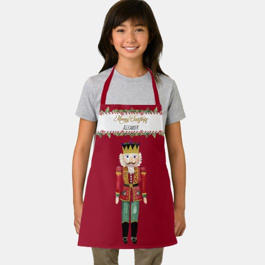 Nutcracker Frohe Weihnachts Candy Cane Holly w Nam Schürze (Insitu)
