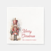 Nutcracker Frohe Weihnachts Personalisierter Name Serviette (Vorderseite)