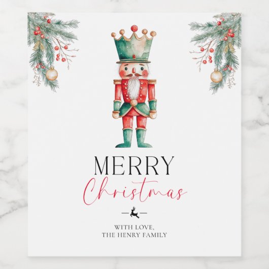 Nutcracker Frohe Weihnachtsgeschenk Weinetikett (Einzelnes Label)