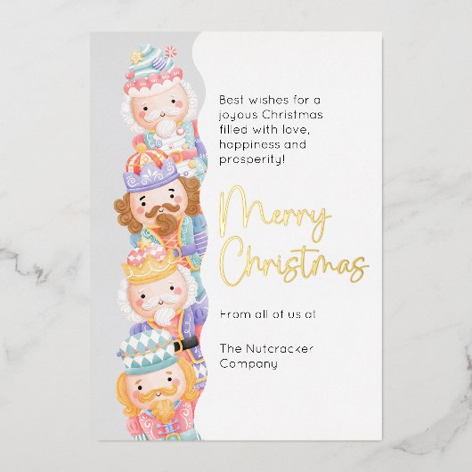 Nutcracker Frohe Weihnachtsreise-Karte Folien Feiertagskarte (Vorderseite)