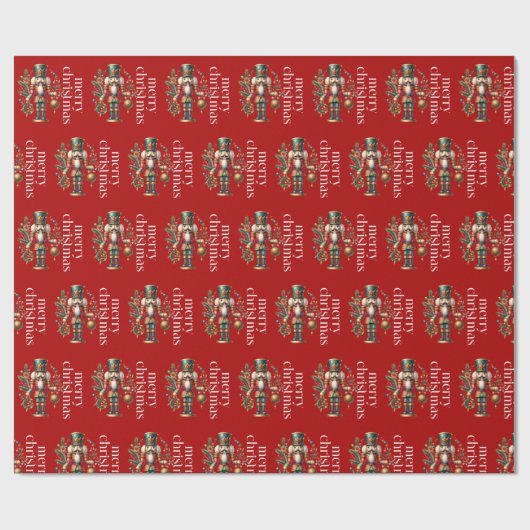 Nutcracker Frohe weiße Retro Typografie Geschenkpapier (Flach)