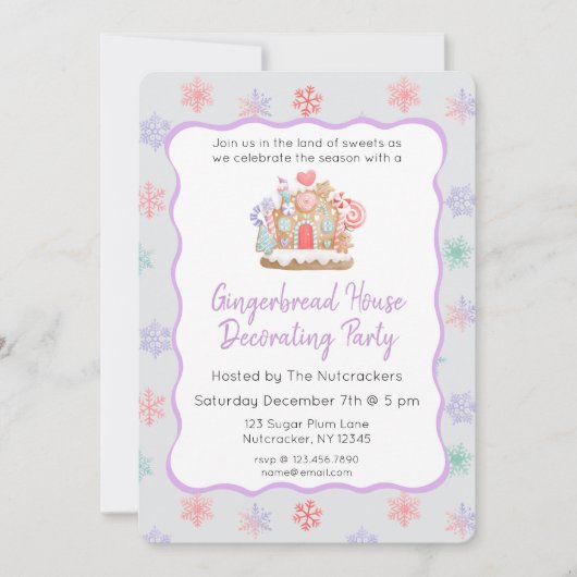 Nutcracker Gingerbread House Decoration Party Einladung (Vorderseite)